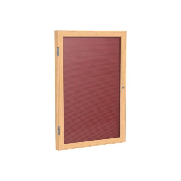 Ghent Enclosed Letter Board - 1 Door - Burgundy Letterboard w/Oak Frame - 36" x 36" PW13636B-BG - main